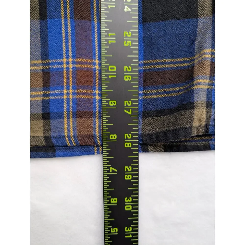 Levi's Mens Plaid Flannel‎ Button Up Shirt Medium Long Sleeve Western Blue